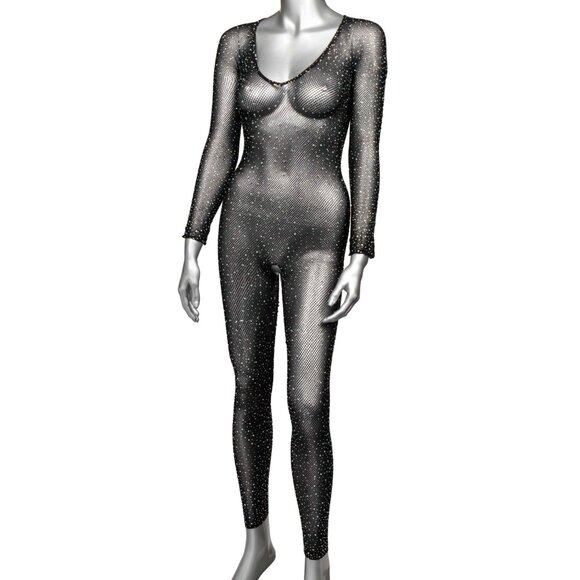 Radiance Crotchless Full Body Suit - Queen - Black - Picture 1 of 8